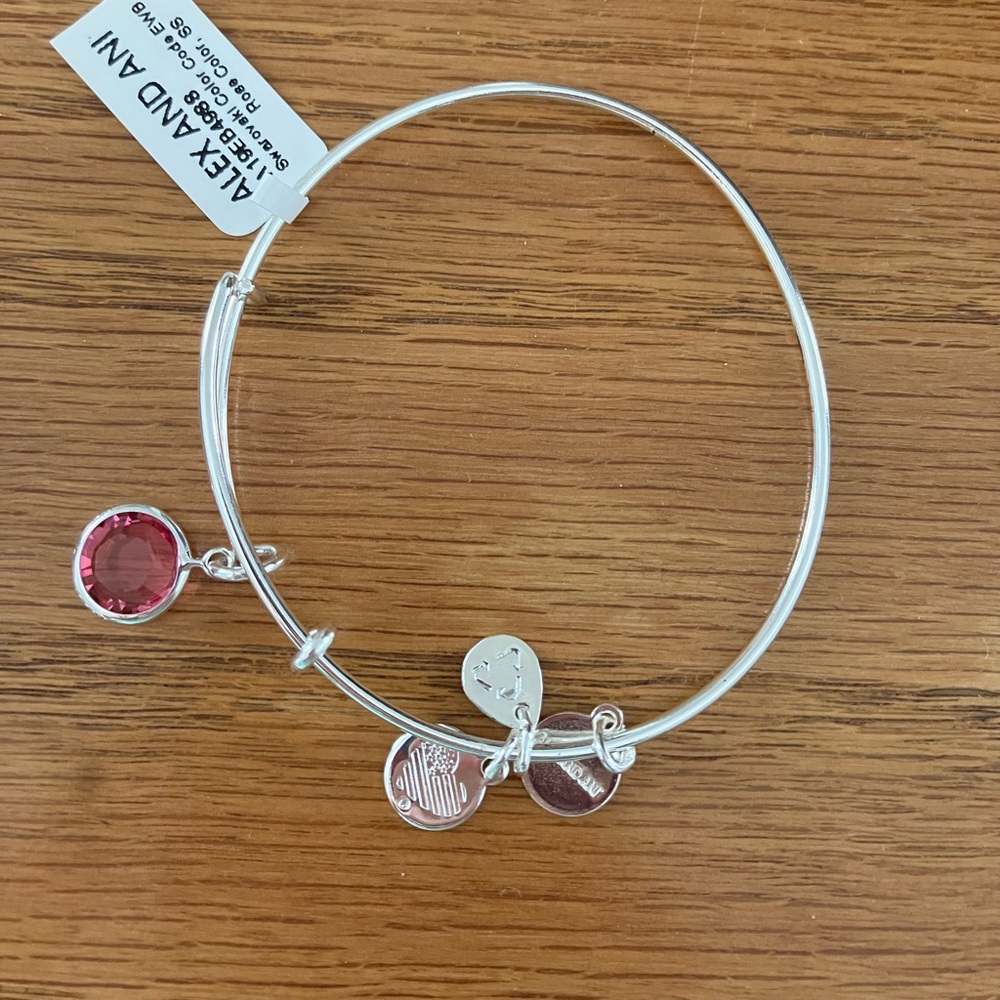 Alex and Ani NWT rose Swarovski crystal silver bracelet - Picture 1 of 4